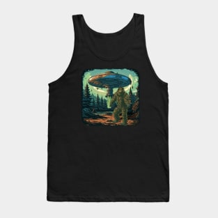 Bigfoot and UFO Flying Saucer Tank Top